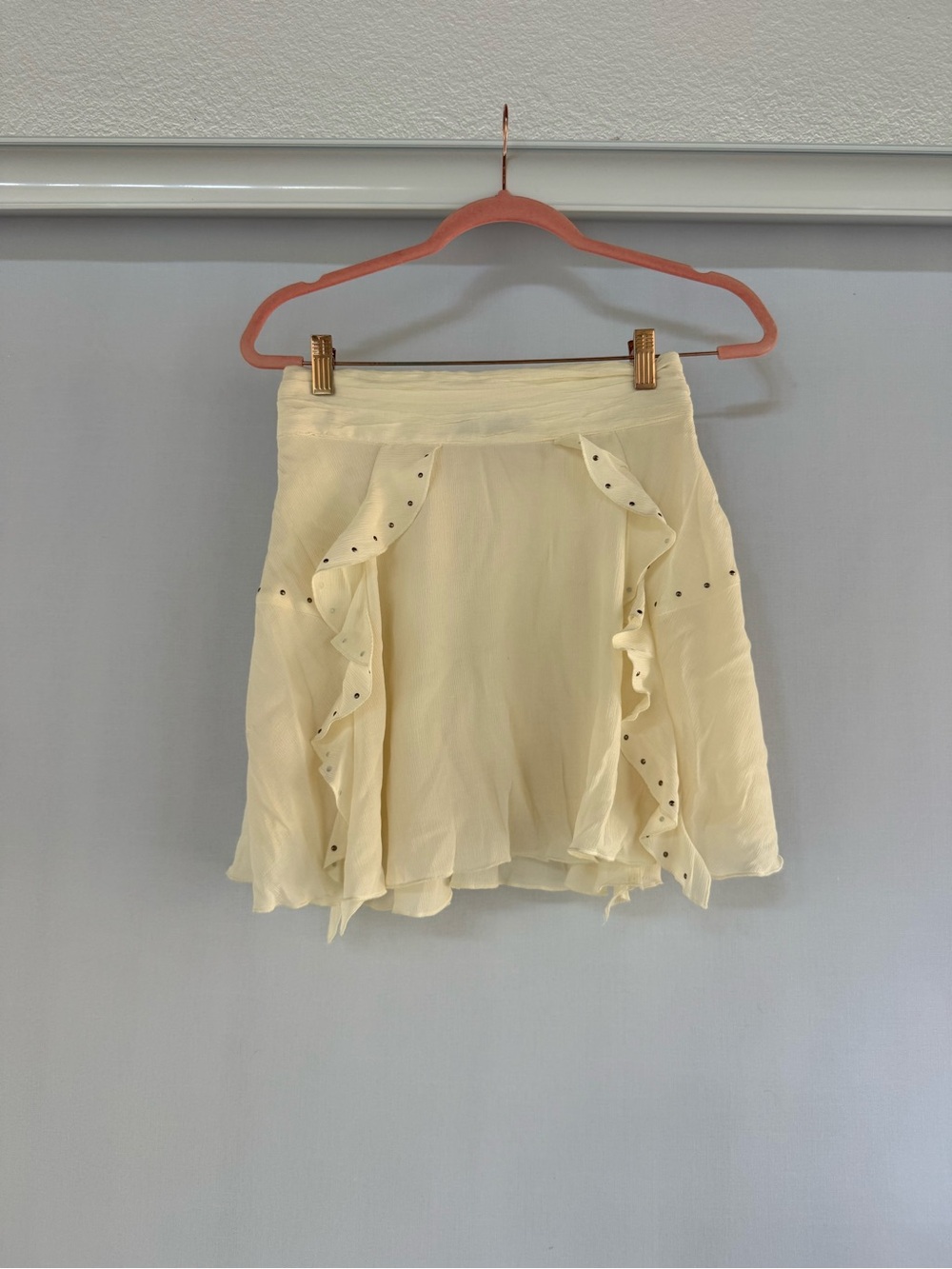 Zara Cream Ruffle skirt with Stud Detail double lined